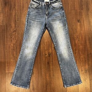 Petra153 Straight Leg High Rise Jeans Light Distress High-Quality Denim Sz: 26P